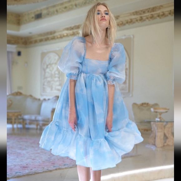Selkie Dresses & Skirts - Selkie Midi Sky Blue Puff Dress